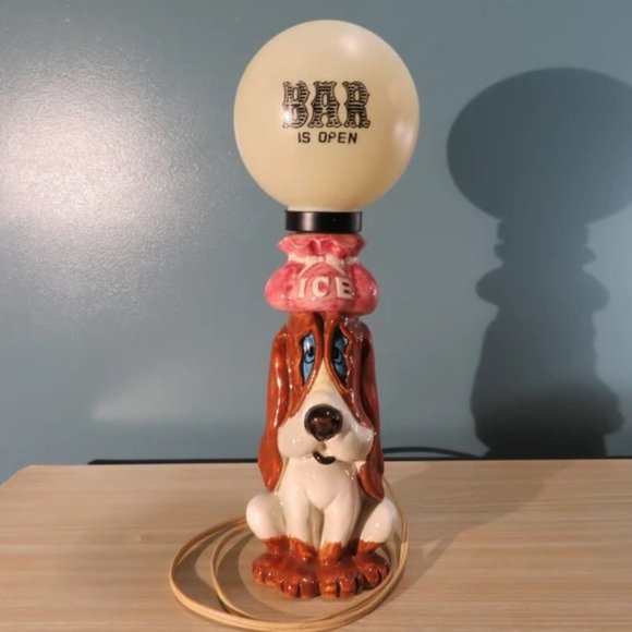 Vintage Dog Lamp "BAR IS OPEN" - Picture 1 of 10